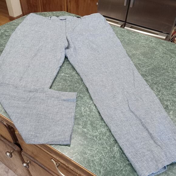Banana Republic Standard Fit Linen Blend Dress Pants Mens 38x32 Blue Casual EUC - Picture 1 of 12